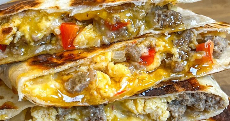 Hot Honey Sausage Breakfast Quesadillas (Freezer-Friendly + High Protein)