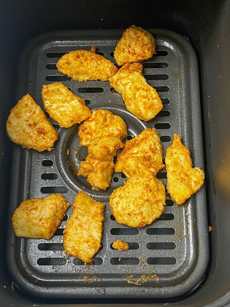 Crispy Air Fryer Parmesan Chicken Bites in the air fryer