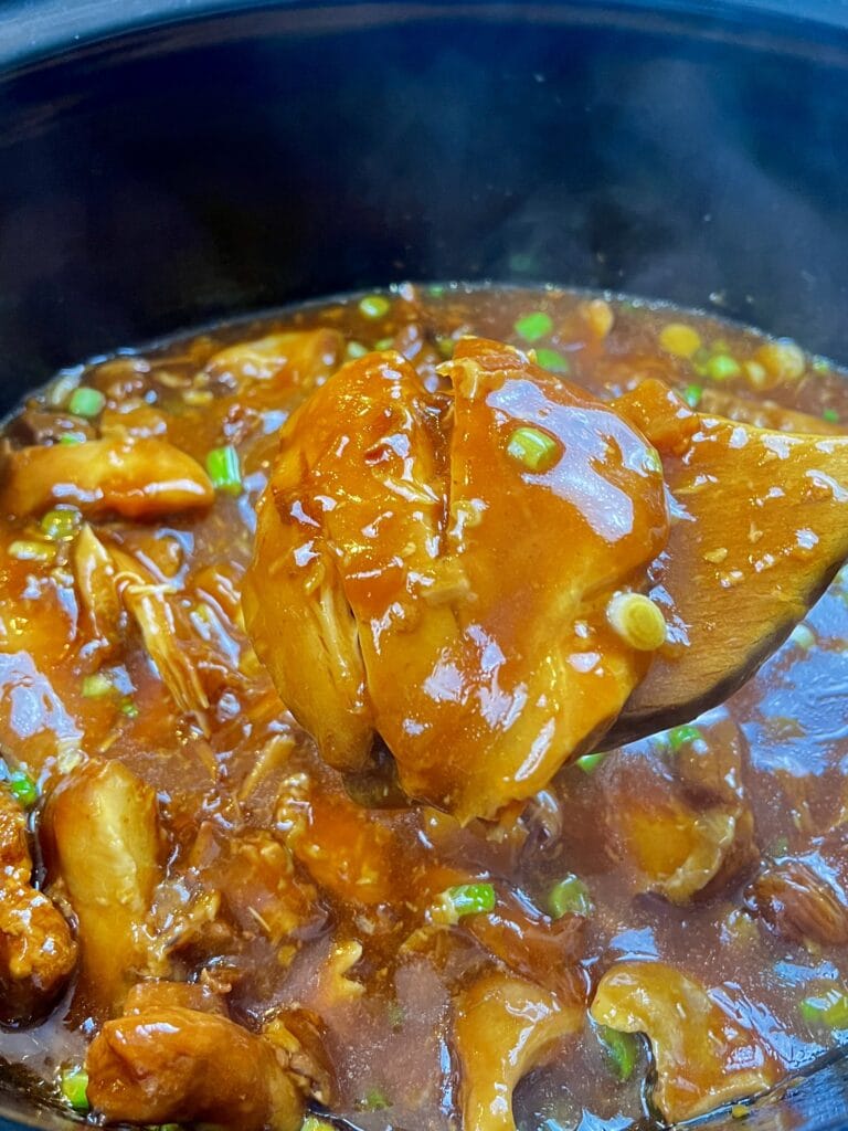Honey Garlic Pineapple Chicken in the crockpot.
